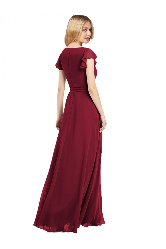 Lxue Chiffon V-Neck A-Line Royal Blue Bridesmaid Dress Derby
