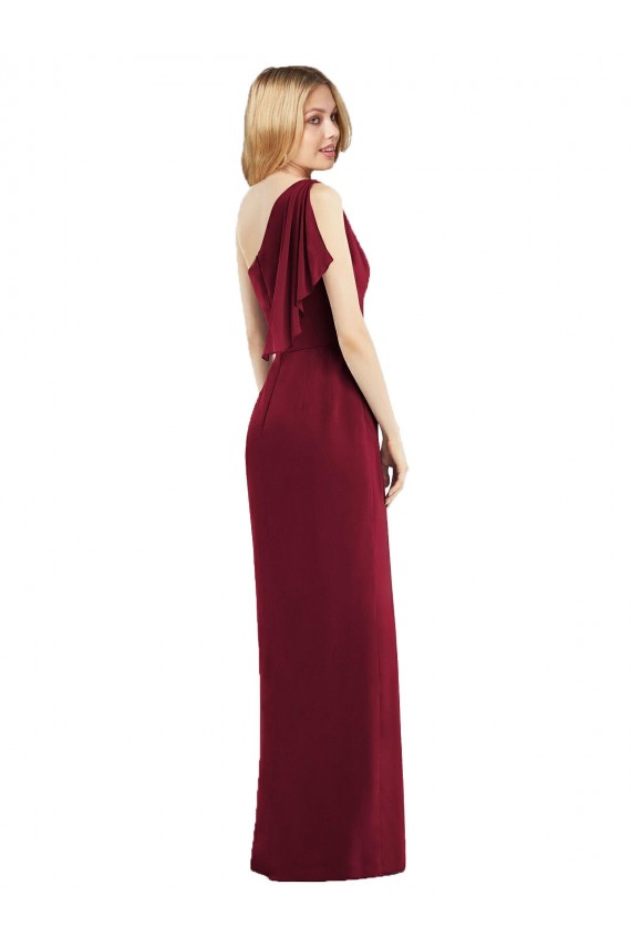 Soft Chiffon One Shoulder Trumpet Olive Green Bridesmaid Dress Derby