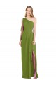 Soft Chiffon One Shoulder Trumpet Olive Green Bridesmaid Dress Derby