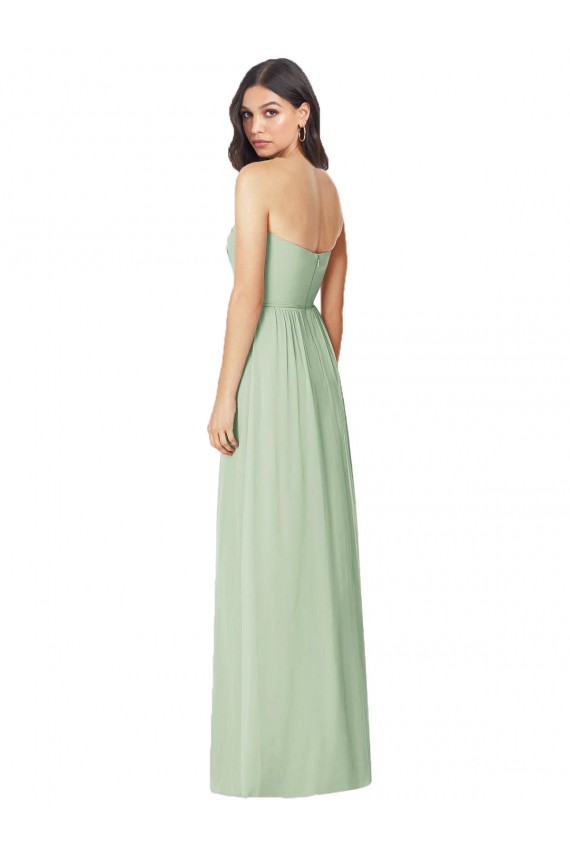Soft Chiffon Strapless Trumpet Sage Bridesmaid Dress Derby