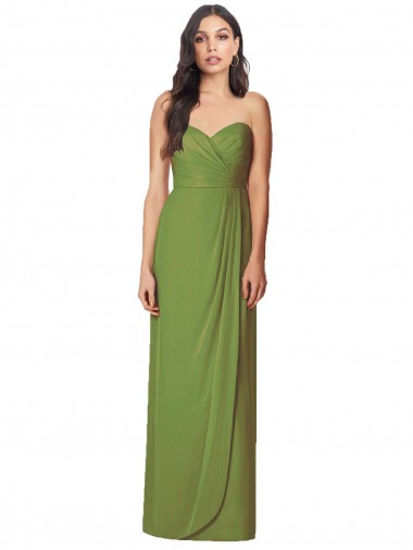 Soft Chiffon Strapless Trumpet Olive Green Bridesmaid Dress Derby