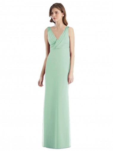 Chiffon V-Neck Open Back Trumpet Mint Green Bridesmaid Dress / Evening Dress Derby