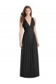 Soft Chiffon V-Neck Open Back A-Line Black Bridesmaid Dress Derby