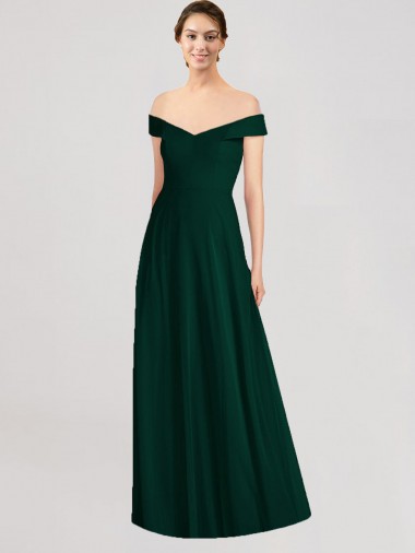 Soft Chiffon V-Neck A-Line Ever Green Formal Dress / Bridesmaid Dress Derby