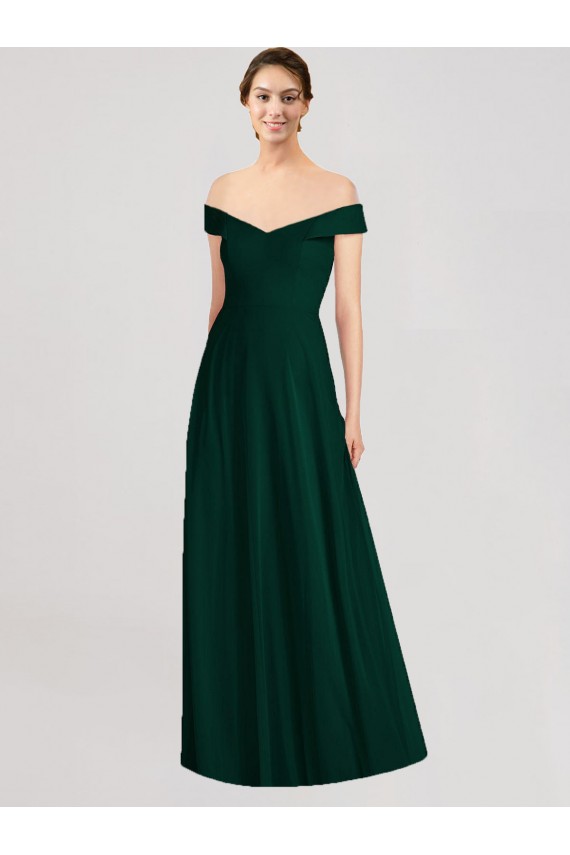 Soft Chiffon V-Neck A-Line Ever Green Formal Dress / Bridesmaid Dress Derby