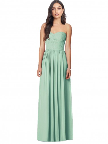 Soft Chiffon Strapless Trumpet Mint Green Bridesmaid Dress Derby