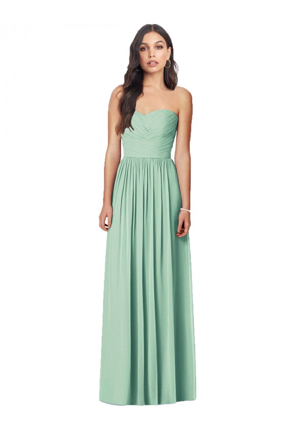 Soft Chiffon Strapless Trumpet Mint Green Bridesmaid Dress Derby