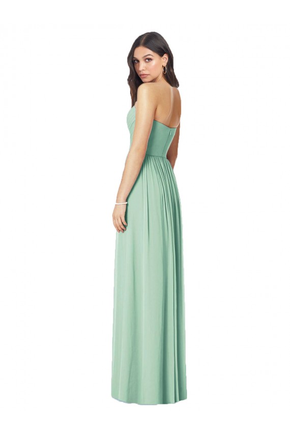 Soft Chiffon Strapless Trumpet Mint Green Bridesmaid Dress Derby
