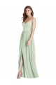 Soft Chiffon V-Neck Open Back A-Line Sage Semi Formal Evening Dress / Bridesmaid Dress Derby
