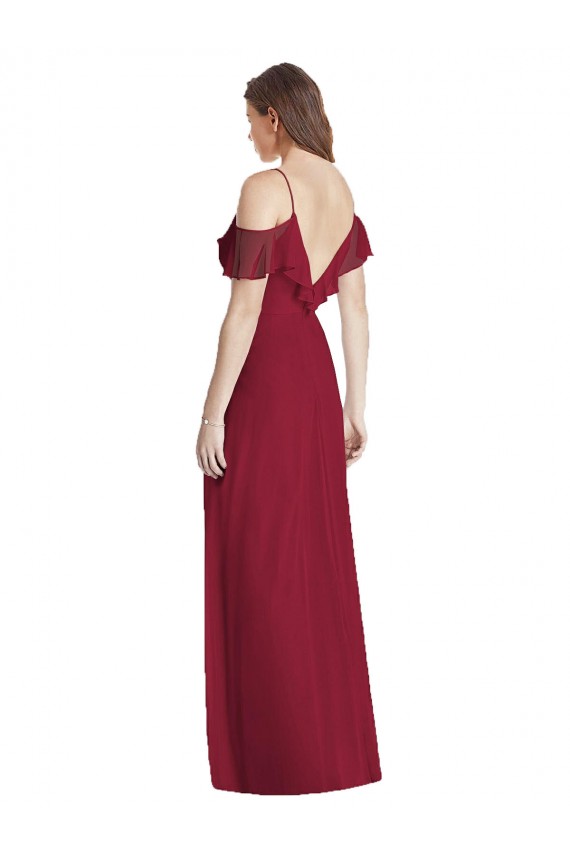 Soft Chiffon V-Neck V-Back Trumpet Royal Blue Semi Formal Evening Dress / Bridesmaid Dress Derby