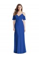 Soft Chiffon V-Neck V-Back Trumpet Royal Blue Semi Formal Evening Dress / Bridesmaid Dress Derby