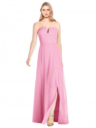 Soft Chiffon Strapless Trumpet Hot Pink Semi Formal Evening Dress / Bridesmaid Dress Derby