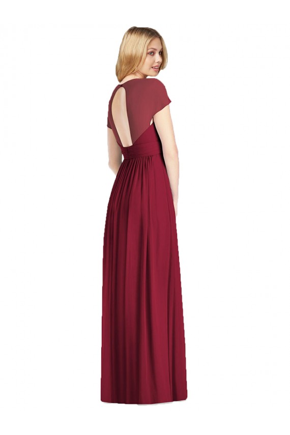 Soft Chiffon V-Neck Open Back Trumpet Dark Navy Bridesmaid Dress Derby
