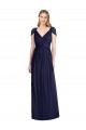 Soft Chiffon V-Neck Open Back Trumpet Dark Navy Bridesmaid Dress Derby