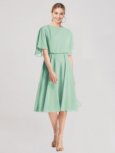 Soft Chiffon Tie Back A-Line Mint Green Bridesmaid Dress Derby