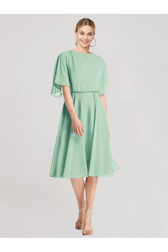 Soft Chiffon Tie Back A-Line Mint Green Bridesmaid Dress Derby
