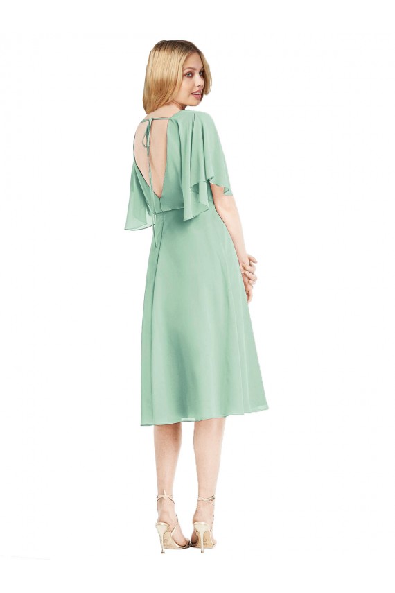 Soft Chiffon Tie Back A-Line Mint Green Bridesmaid Dress Derby