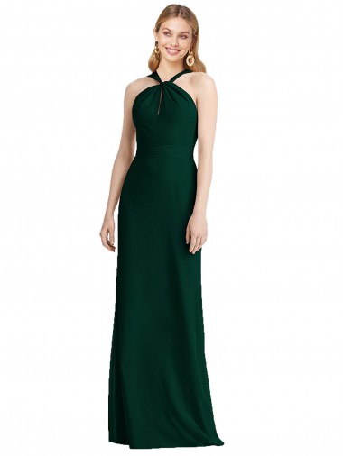 Soft Chiffon Halter Neck Trumpet Ever Green Bridesmaid Dress Derby