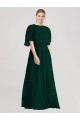 Soft Chiffon Round Neck Tie Back A-Line Ever Green Bridesmaid Dress Derby