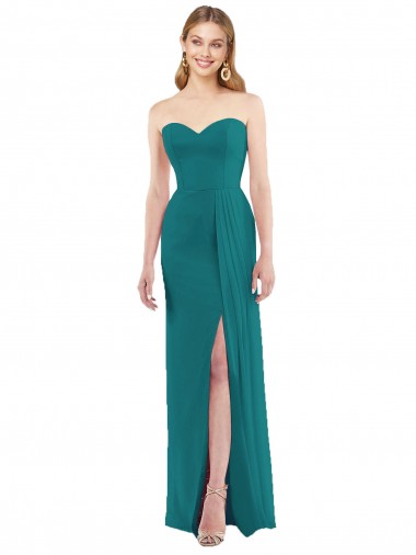 Soft Chiffon Strapless Trumpet Hunter Bridesmaid Dress Derby