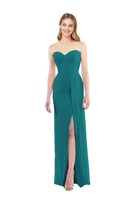 Soft Chiffon Strapless Trumpet Hunter Bridesmaid Dress Derby