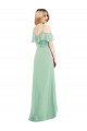 Soft Chiffon V-Neck Trumpet Mint Green High Low Bridesmaid Dress Derby