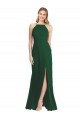 Soft Chiffon High Neck A-Line Dark Green Semi Formal Evening Dress / Bridesmaid Dress Derby