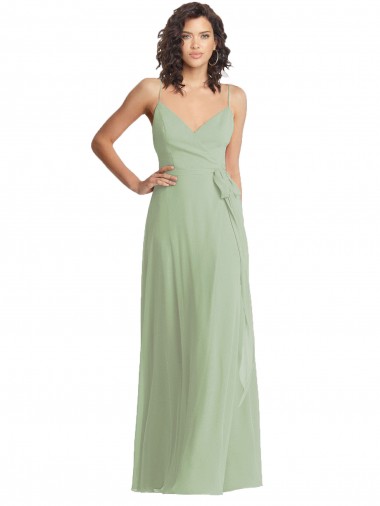 Soft Chiffon V-Neck Trumpet Smoke Green Formal Evening Gown / Bridesmaid Dress Derby