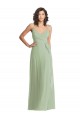 Soft Chiffon V-Neck Trumpet Smoke Green Formal Evening Gown / Bridesmaid Dress Derby