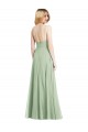 Soft Chiffon Square Neck Low Back Trumpet Sage Formal Evening Gown / Bridesmaid Dress Derby