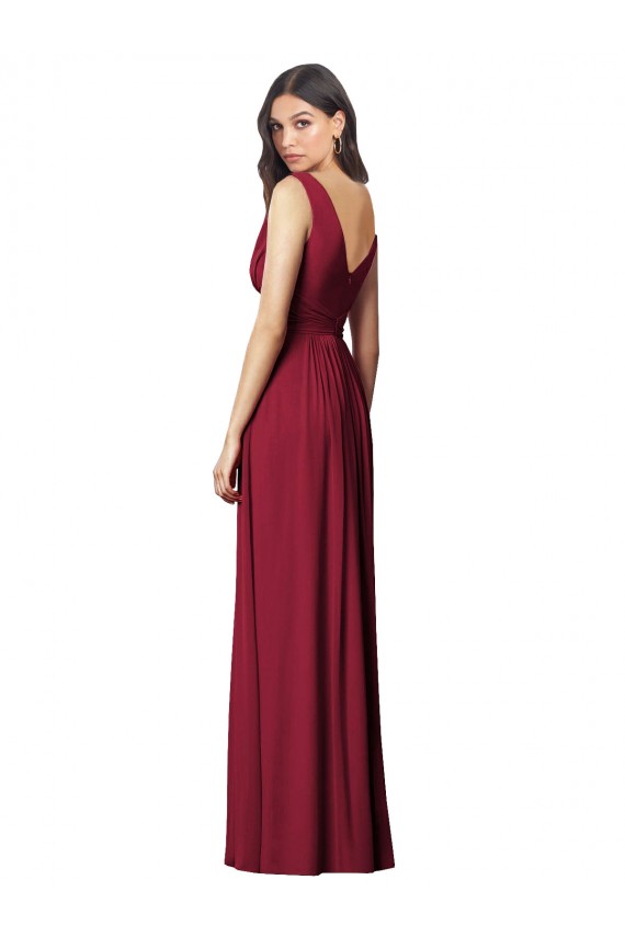 Soft Chiffon V-Neck V-Back A-Line Royal Blue Semi Formal Evening Dress / Bridesmaid Dress Derby