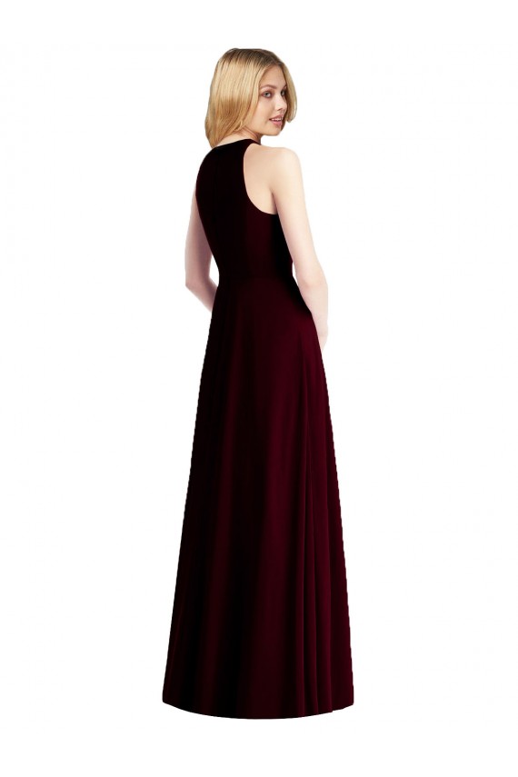 Soft Chiffon Halter Neck Trumpet Light Sky Blue Semi Formal Evening Dress / Bridesmaid Dress Derby