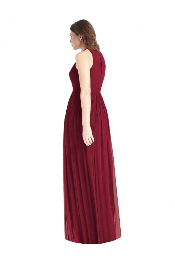 Soft Chiffon Halter Neck A-Line Lilac Bridesmaid Dress Derby