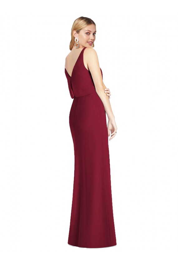 Soft Chiffon V-Neck V-Back Mermaid Dusty Pink Bridesmaid Dress Derby