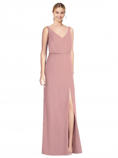 Soft Chiffon V-Neck V-Back Mermaid Dusty Pink Bridesmaid Dress Derby