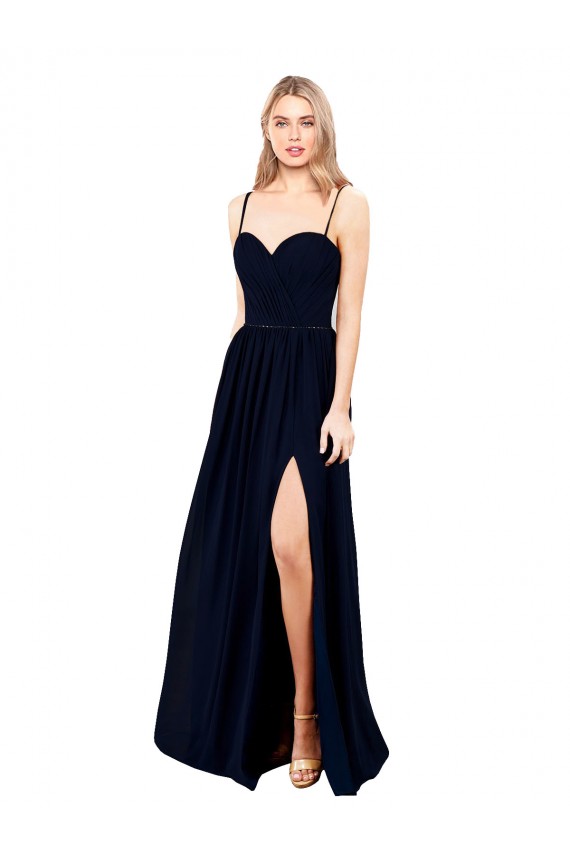 Soft Chiffon Sweetheart A-Line Dark Navy Formal Evening Gown / Bridesmaid Dress Derby