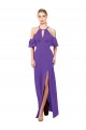 Soft Chiffon Halter Neck Open Back A-Line Purple Bridesmaid Dress Derby