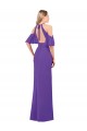 Soft Chiffon Halter Neck Open Back A-Line Purple Bridesmaid Dress Derby