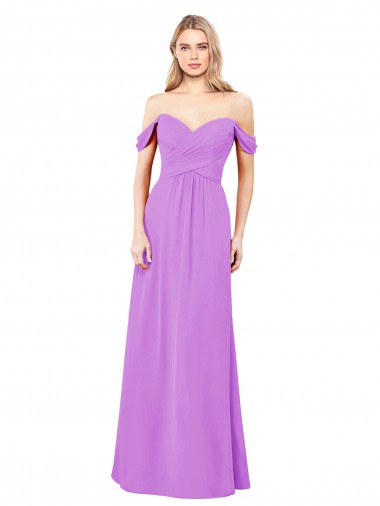 Soft Chiffon Sweetheart A-Line Violet Bridesmaid Dress Derby