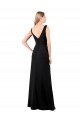Soft Chiffon V-Neck V-Back A-Line Black Prom Dress / Bridesmaid Dress Derby