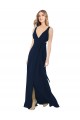 Chiffon V-Neck A-Line Dark Navy Bridesmaid Dress / Evening Dress Derby