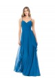 Soft Chiffon Sweetheart A-Line Peacock Blue Bridesmaid Dress Derby