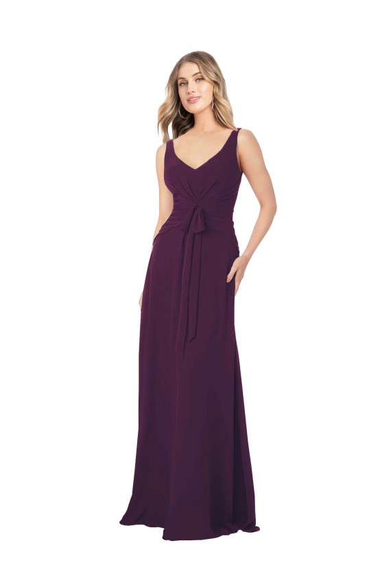 Chiffon V-Neck A-Line Grape Bridesmaid Dress Derby