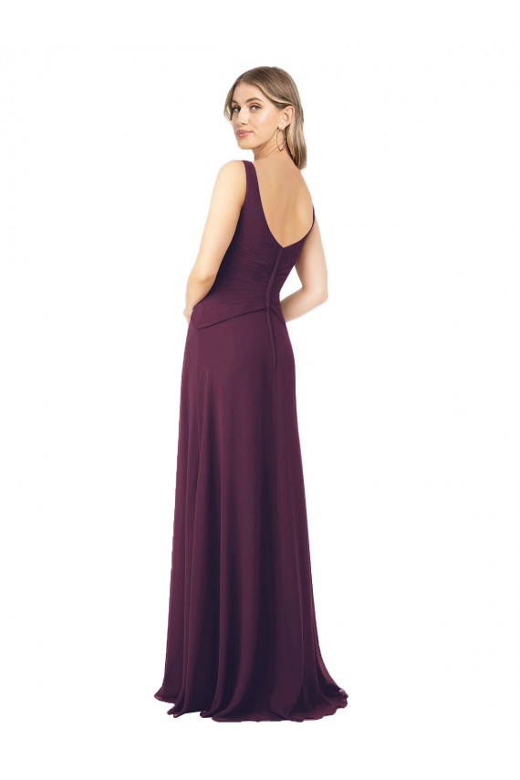 Chiffon V-Neck A-Line Grape Bridesmaid Dress Derby