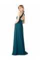 Soft Chiffon High Neck Keyhole Back A-Line Windsor Blue Bridesmaid Dress Derby