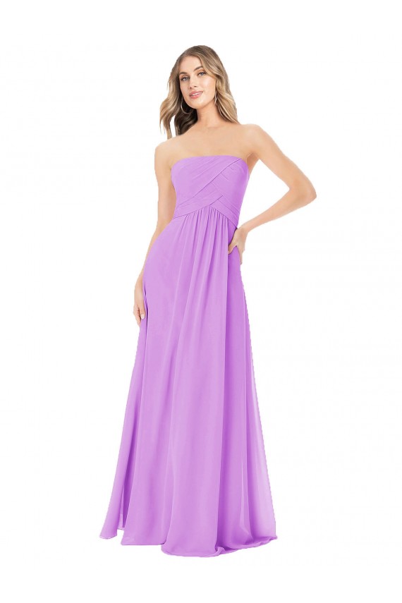Soft Chiffon Strapless A-Line Violet Bridesmaid Dress Derby