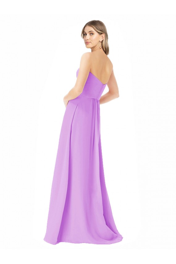 Soft Chiffon Strapless A-Line Violet Bridesmaid Dress Derby