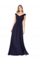 Soft Chiffon Off the Shoulder A-Line Dark Navy Evening Dress / Bridesmaid Dress Derby
