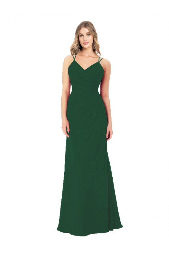 Soft Chiffon Sweetheart A-Line Dark Green Bridesmaid Dress Derby