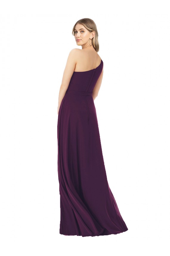 Soft Chiffon One Shoulder A-Line Grape Formal Dress / Bridesmaid Dress Derby